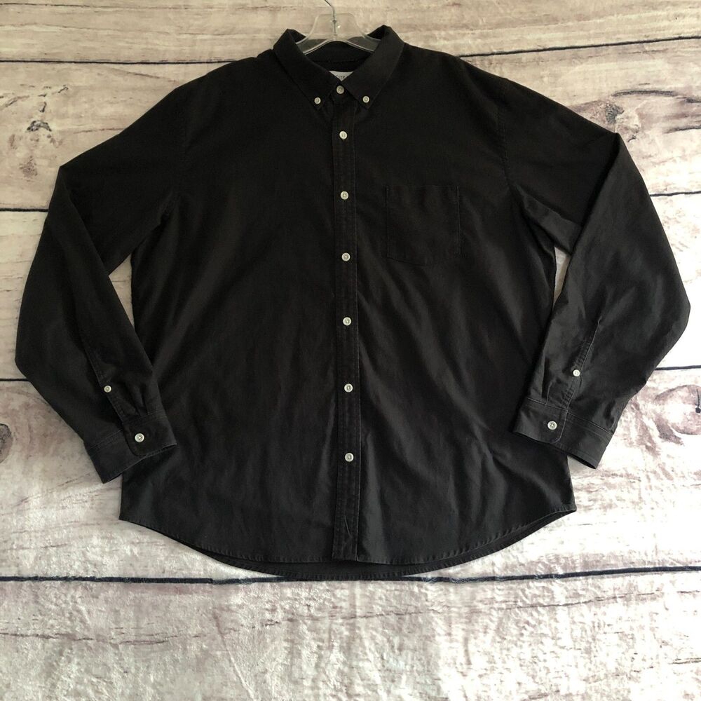 Gap Hill City Shirt Mens XL Black Button Up White Buttons Coolmax